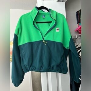 Old Navy Green and Teal Two-Tone Fleece Pullover